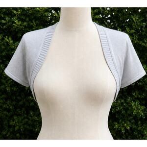 Y2K Silver Sparkle Shrug Top | Boa Style Cropped Cardigan Bolero